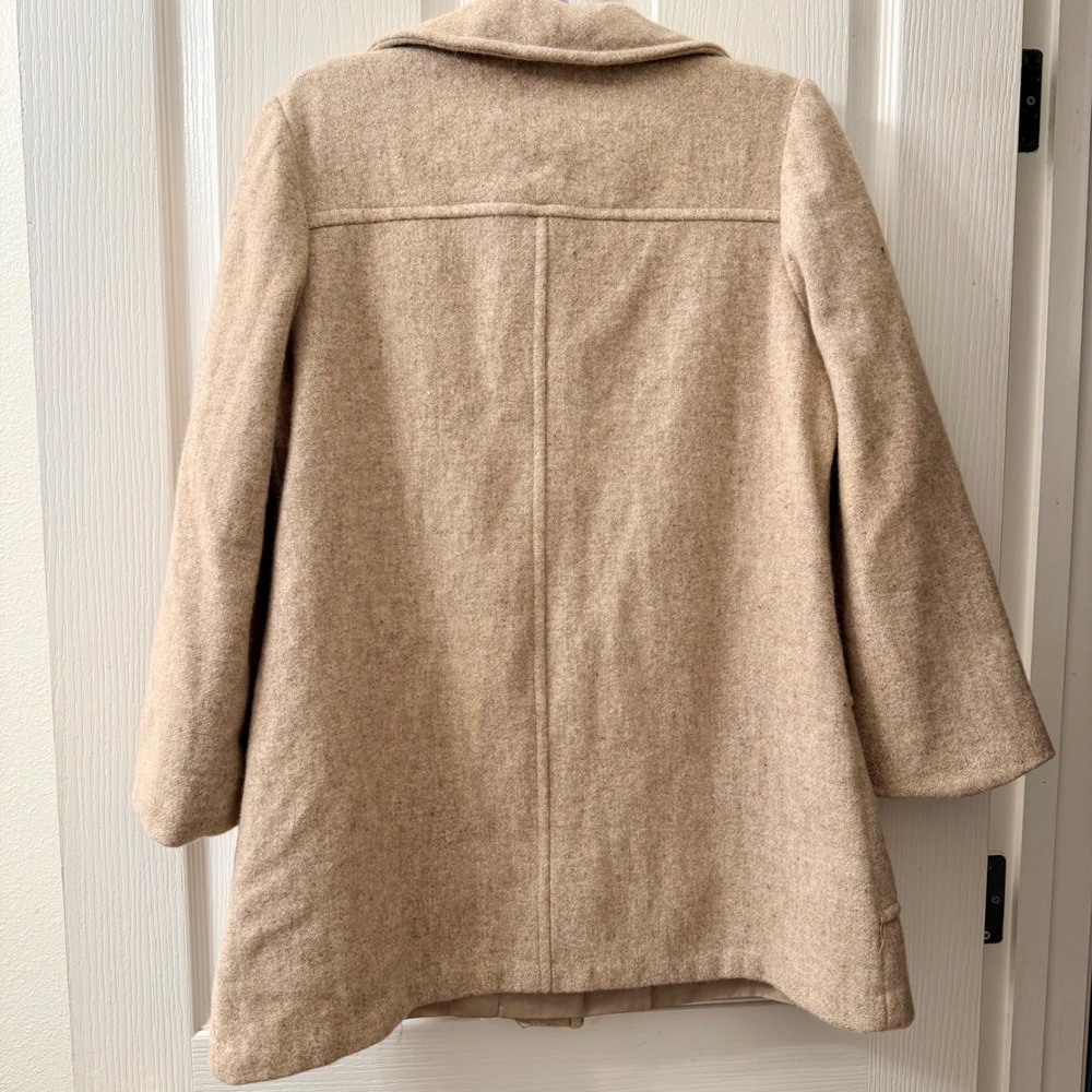 VTG Sears The Fashion Place Women's M Tan Tweed Wool Blend Button Front Coat 70s - Picture 3 of 12